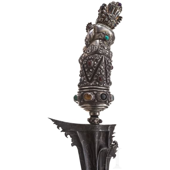 An Indonesian keris with silver handle, Bali, circa 1900