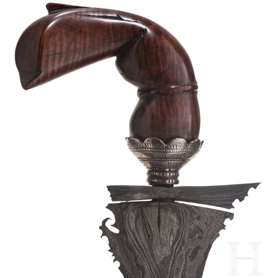 An Indonesian Sulawesi keris with embossed silver scabbard, 20th century