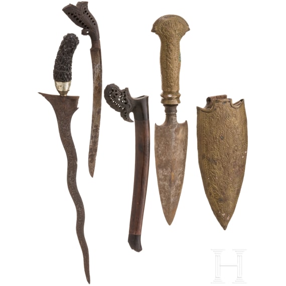 A collection of Indonesian edged weapons, 19th and 20th century