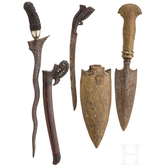 A collection of Indonesian edged weapons, 19th and 20th century