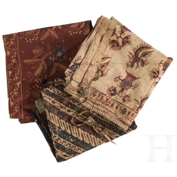 Three Indonesian batik sarongs (silk skirts), Java, 19th century