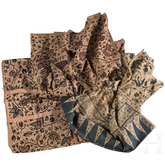 Three Indonesian batik sarongs (silk skirts), Java, 19th century