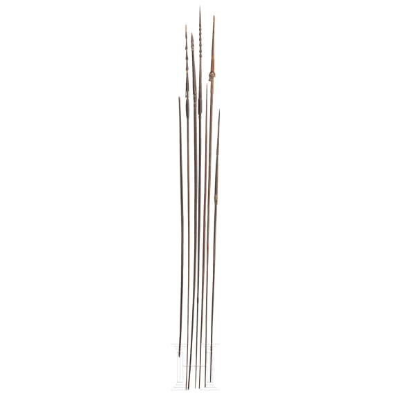 A New Guinean bow and six spears