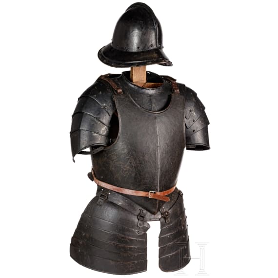 A blackened Flemish or English pikeman's armour, circa 1600