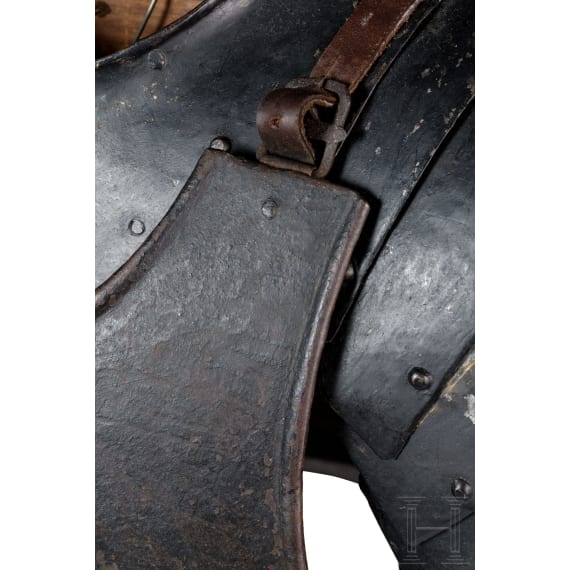 A blackened Flemish or English pikeman's armour, circa 1600