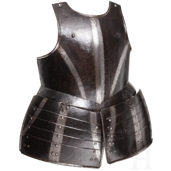 A German black and white pikeneer's breastplate, circa 1610