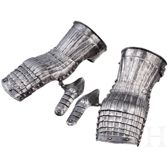 A pair of iron Maximilian gauntlets, circa 1530