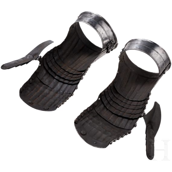 A pair of iron Maximilian gauntlets, circa 1530