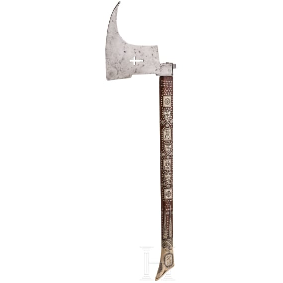 A Saxon miner's axe, dated 1686