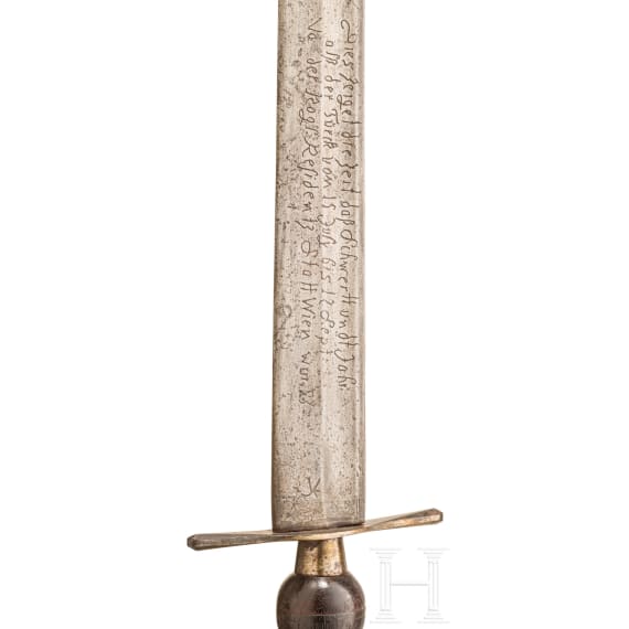 A German military plug bayonet with inscription relating to the siege of Vienna, probably Brandenburg, dated 1683