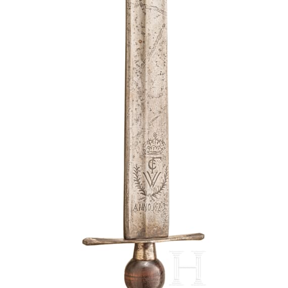 A German military plug bayonet with inscription relating to the siege of Vienna, probably Brandenburg, dated 1683