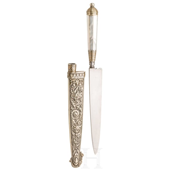 A French dagger with mother-of-pearl handle, 19th century