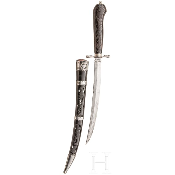 A Swedish silver-mounted dagger with ebony handle, Eskilstuna, circa 1900