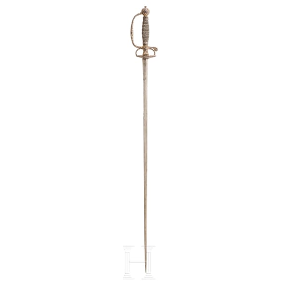 A Flemish small sword with chiselled and gilt decoration, circa 1710/20