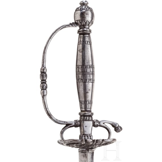 A chiselled Dutch small sword, circa 1720