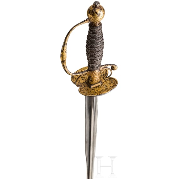 A French gold-inlaid small sword, circa 1740