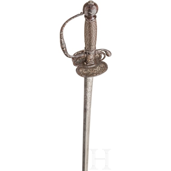 An English silver-inlaid small sword, circa 1780