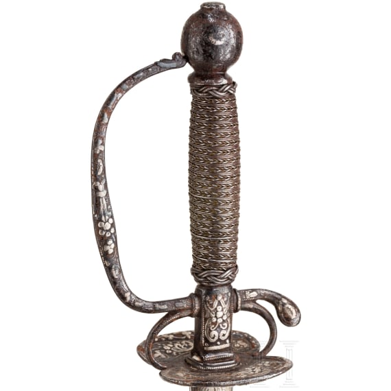 An English silver-inlaid small sword, circa 1780