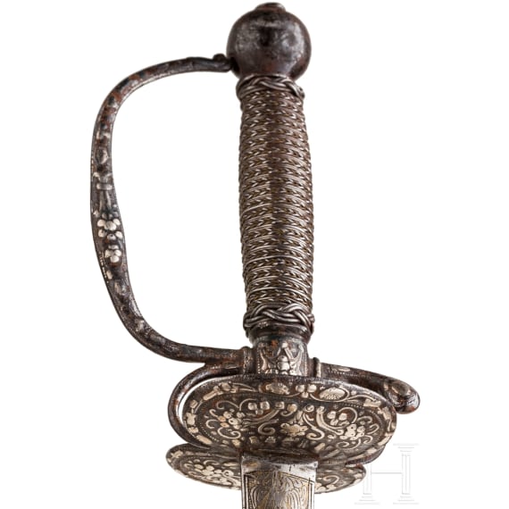An English silver-inlaid small sword, circa 1780