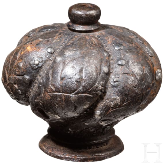 A German campaign-sword pommel with silver inlays, circa 1560
