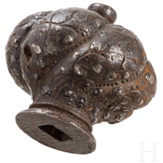 A German campaign-sword pommel with silver inlays, circa 1560