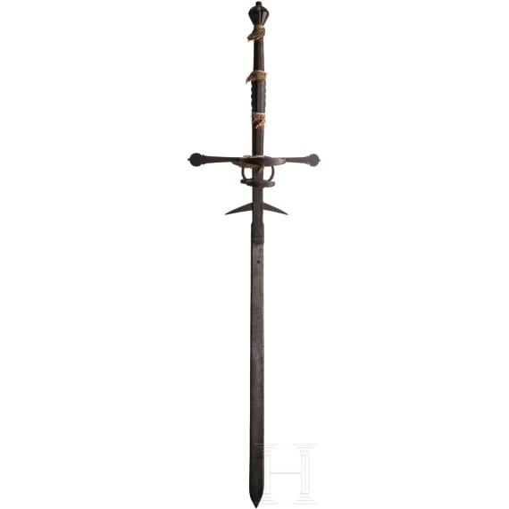 A two-handed sword, collector's replica in the style of the 16th century