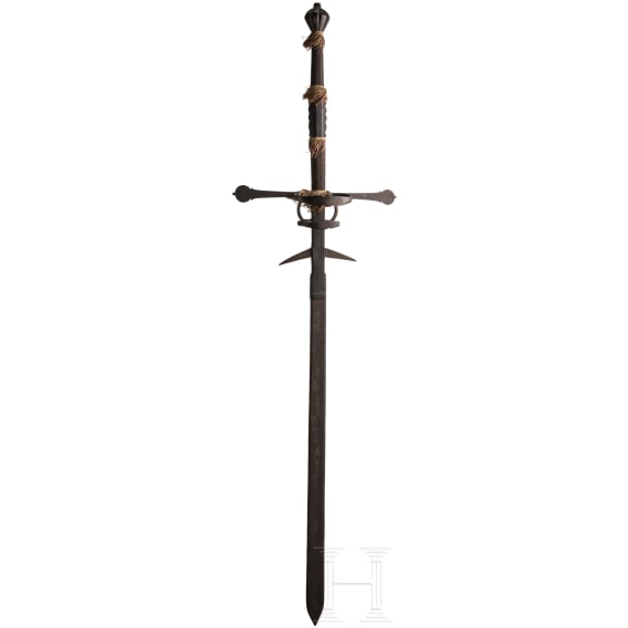 A two-handed sword, collector's replica in the style of the 16th century