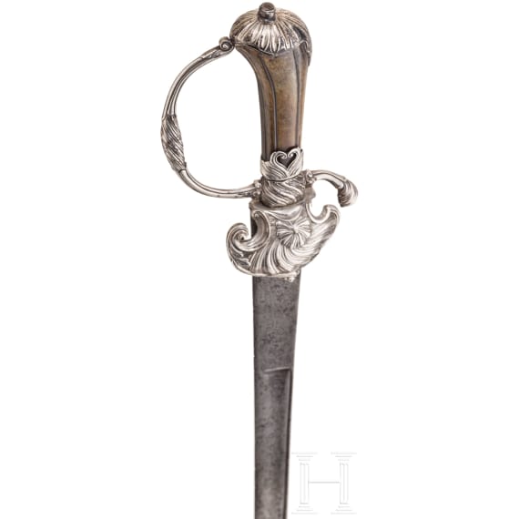 A German silver-mounted hunting hanger with a Solingen blade, ca. 1740