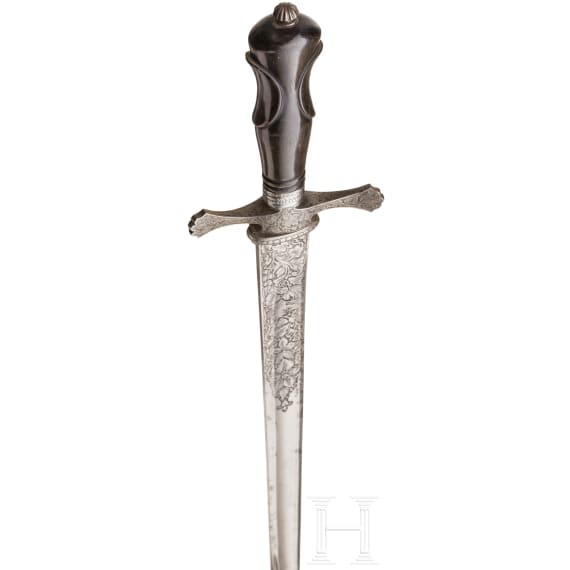 A richly etched hunting hanger, LePage &agrave; Paris, circa 1860