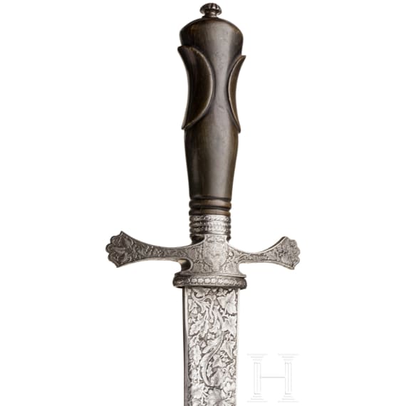 A richly etched hunting hanger, LePage &agrave; Paris, circa 1860