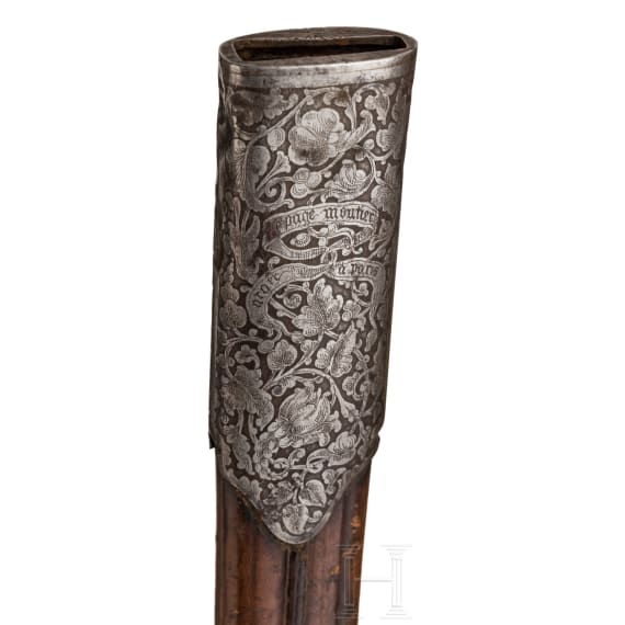 A richly etched hunting hanger, LePage &agrave; Paris, circa 1860