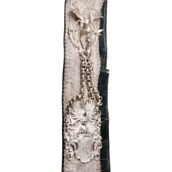 An Austro-Hungarian hunting hanger, bandolier and epaulettes worn by a count's high-ranking forestry official, circa 1910