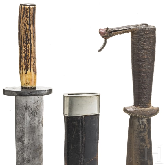 A hunting knife and a billhook, Austrian and German, 19th and 20th century