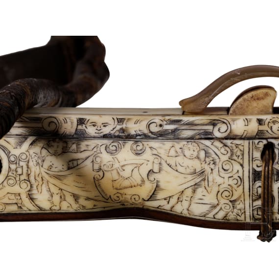 A South German or South Eastern European noble Renaissance crossbow, entirely inlaid in bone, circa 1580