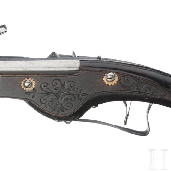 Milit&auml;rische Radschlosspistole, s&uuml;ddeutsch, um 1630