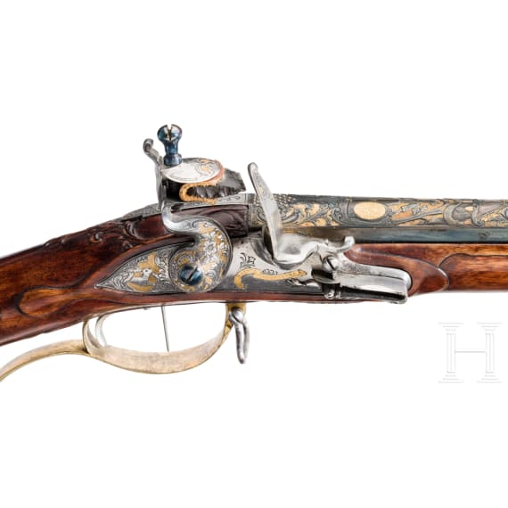 Luxus-Steinschlossb&uuml;chse aus der Gewehrkammer der Herz&ouml;ge von W&uuml;rttemberg, Philipp Daniel Dargent, Ludwigsburg, um 1750