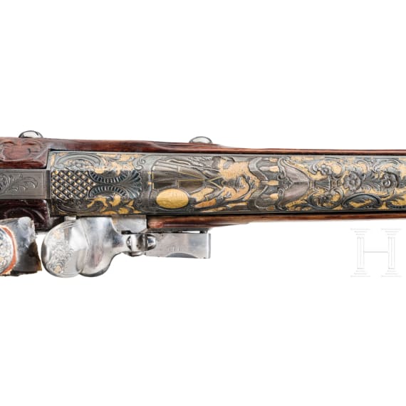 Luxus-Steinschlossb&uuml;chse aus der Gewehrkammer der Herz&ouml;ge von W&uuml;rttemberg, Philipp Daniel Dargent, Ludwigsburg, um 1750