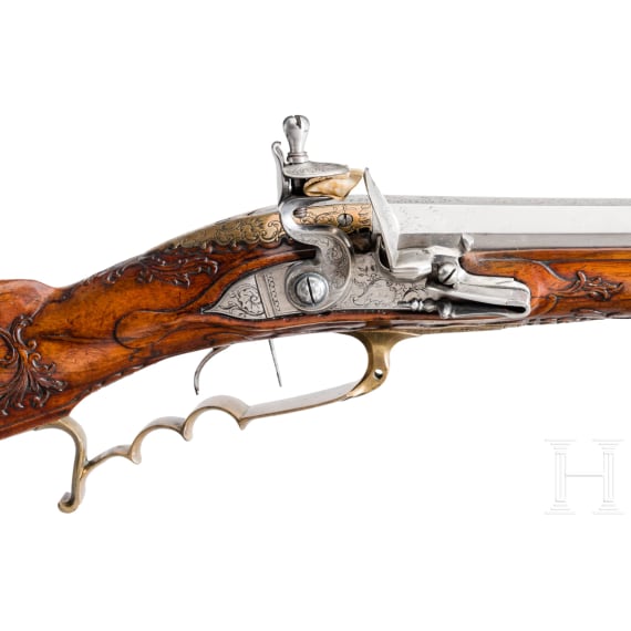 Jagdliche Steinschlossb&uuml;chse, Benedict Willig in Fulda, um 1770