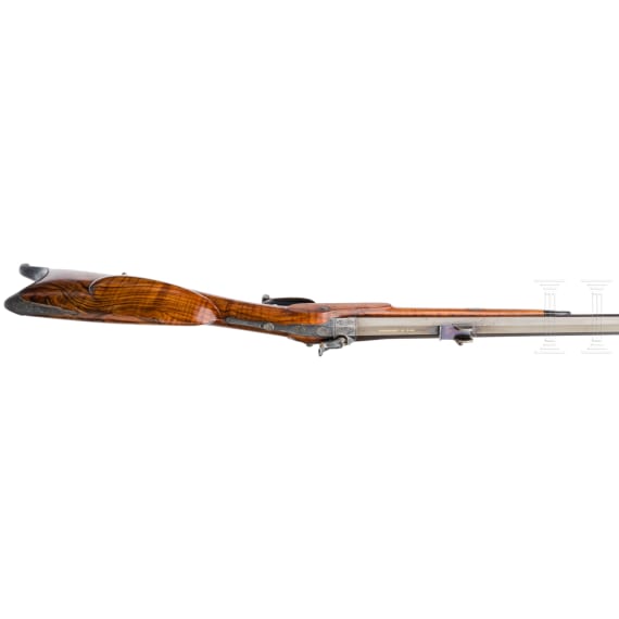 Luxus-Perkussionsb&uuml;chse f&uuml;r Jagd und Scheibenschie&szlig;en, im Kasten, Schneevoight in Lahr, um 1850
