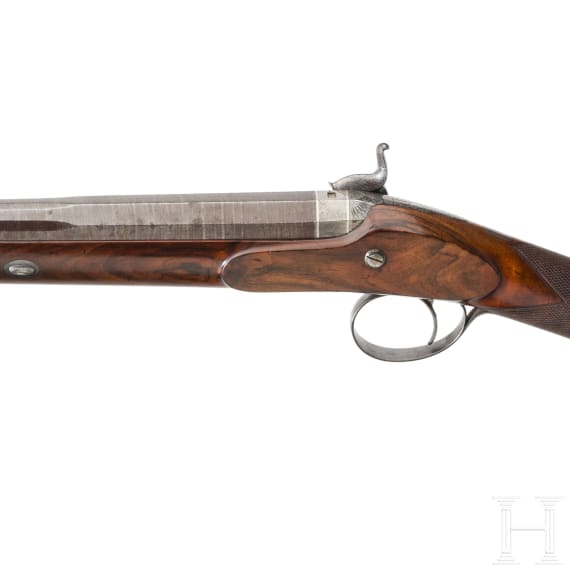 Perkussionsschrotflinte im Kasten, Purdey in London, um 1850