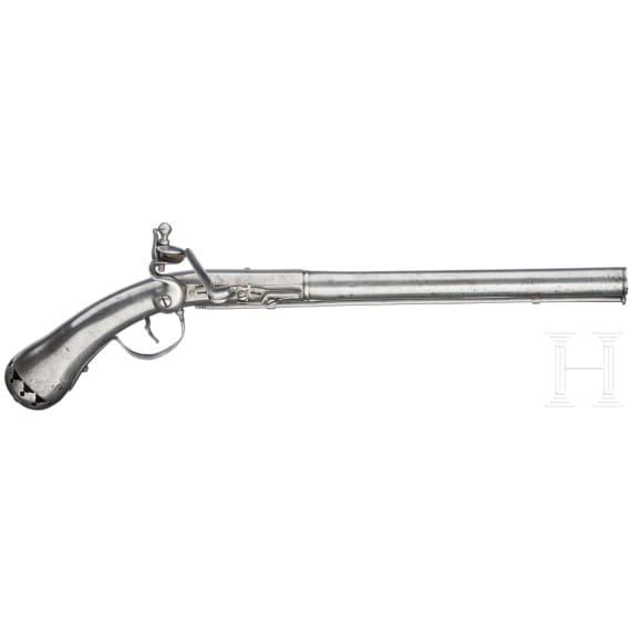 Ganzmetall-Steinschlosspistole, deutsch oder Niederlande, um 1660