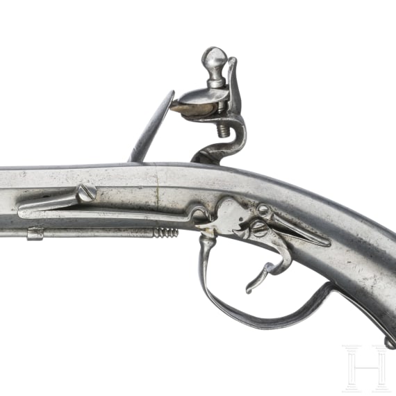 Ganzmetall-Steinschlosspistole, deutsch oder Niederlande, um 1660