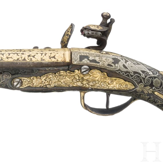Luxus-Steinschlosspistole, Frankreich, um 1730
