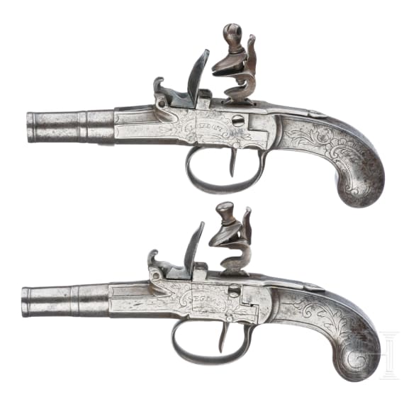 Ein Paar Ganzmetall-Steinschloss-Terzerole, fl&auml;misch, um 1760