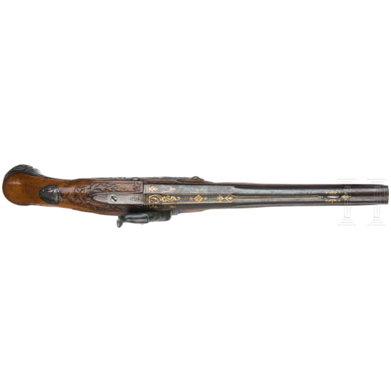 Silbermontierte Perkussionspistole, Frankreich, um 1760