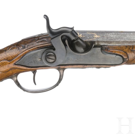 Silbermontierte Perkussionspistole, Frankreich, um 1760