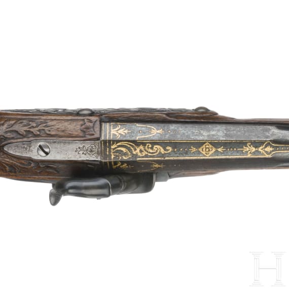 Silbermontierte Perkussionspistole, Frankreich, um 1760