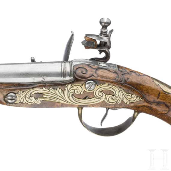 Steinschlosspistole, deutsch, um 1760