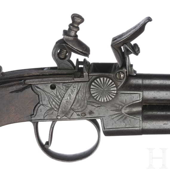 Doppell&auml;ufiges Steinschlossterzerol, Sharpe in London, um 1800