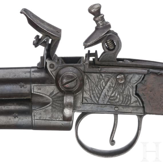 Doppell&auml;ufiges Steinschlossterzerol, Sharpe in London, um 1800
